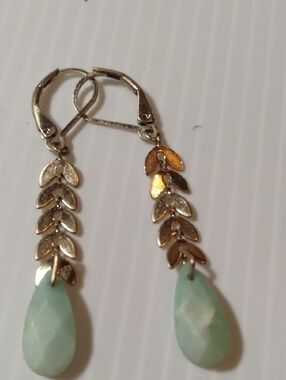 Green Jade Or Jadite Drop Earrings